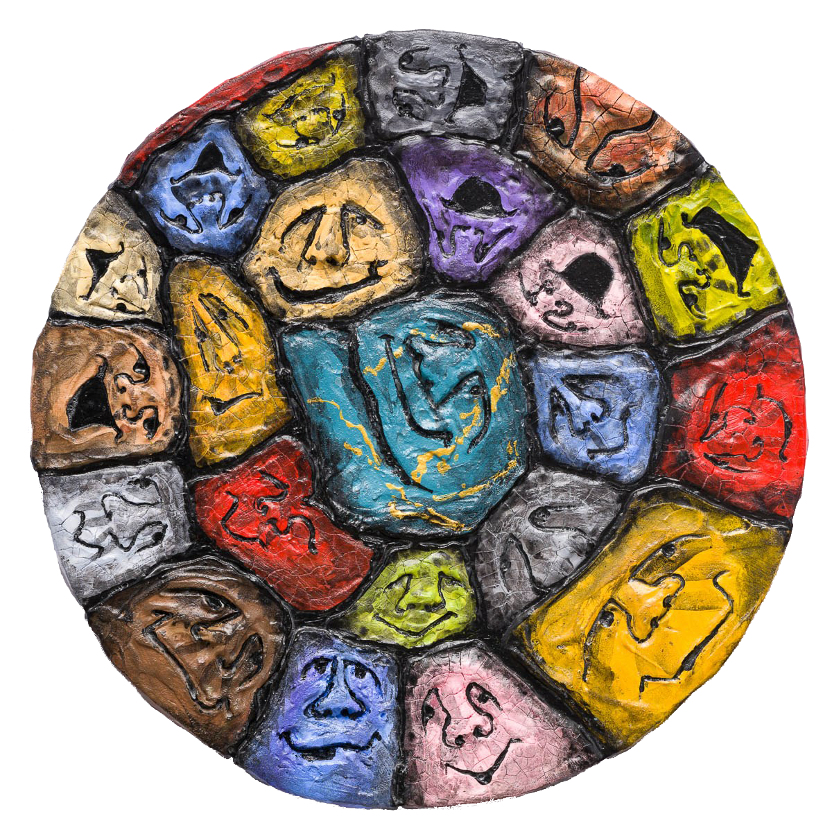 Spin! of Rocky Faces on a one foot wooden disc